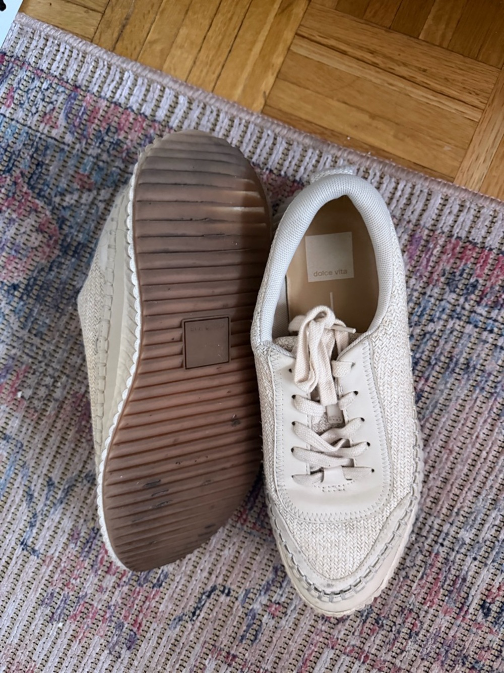 Dolce Vita Neutral Knit Lace-Up Platform Sneakers - Picture 4 of 5